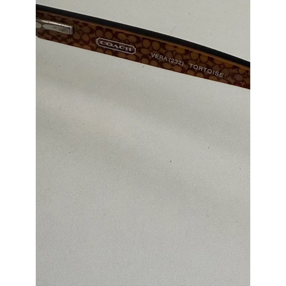 Coach Vera 232 Tortoise Shell Eyeglasses Semi Rimless Rectangular Frames Case